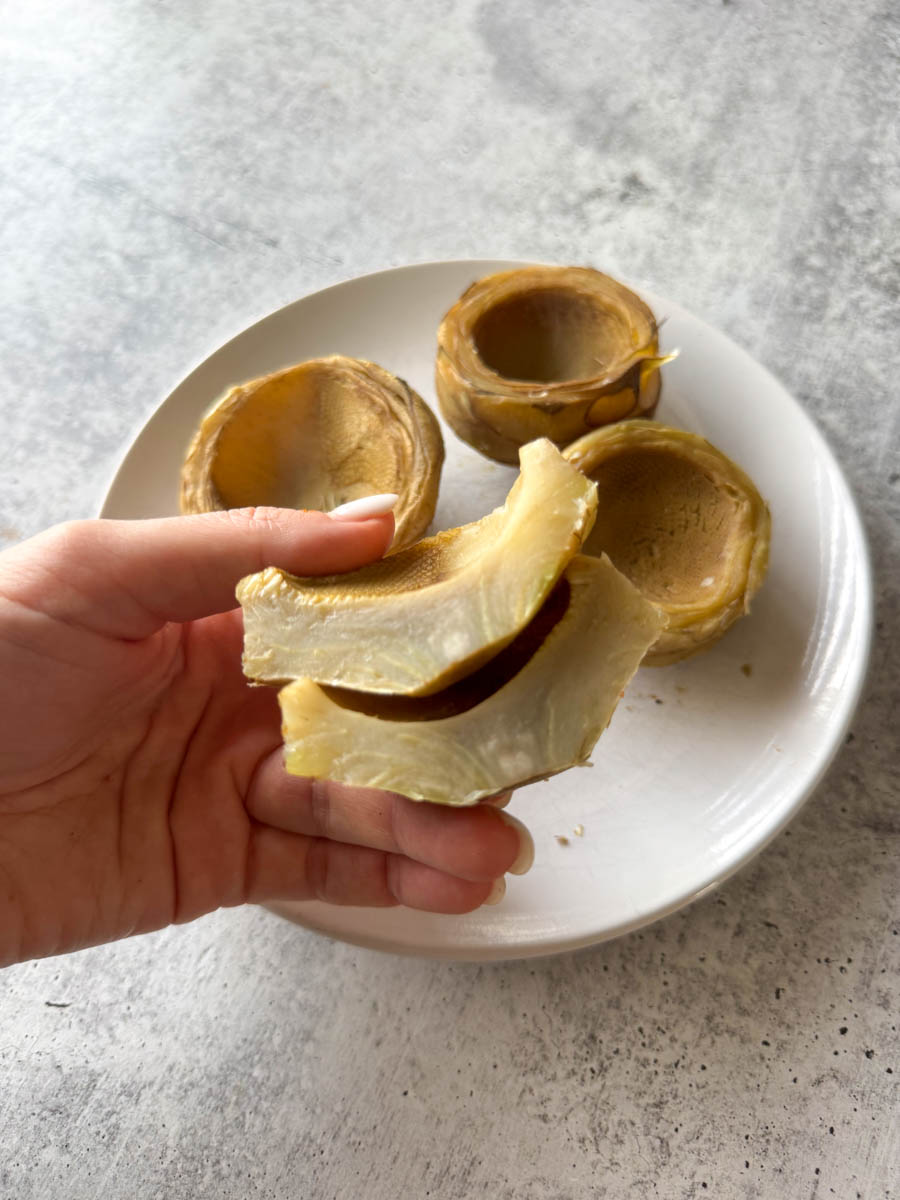 artichoke heart cut in half