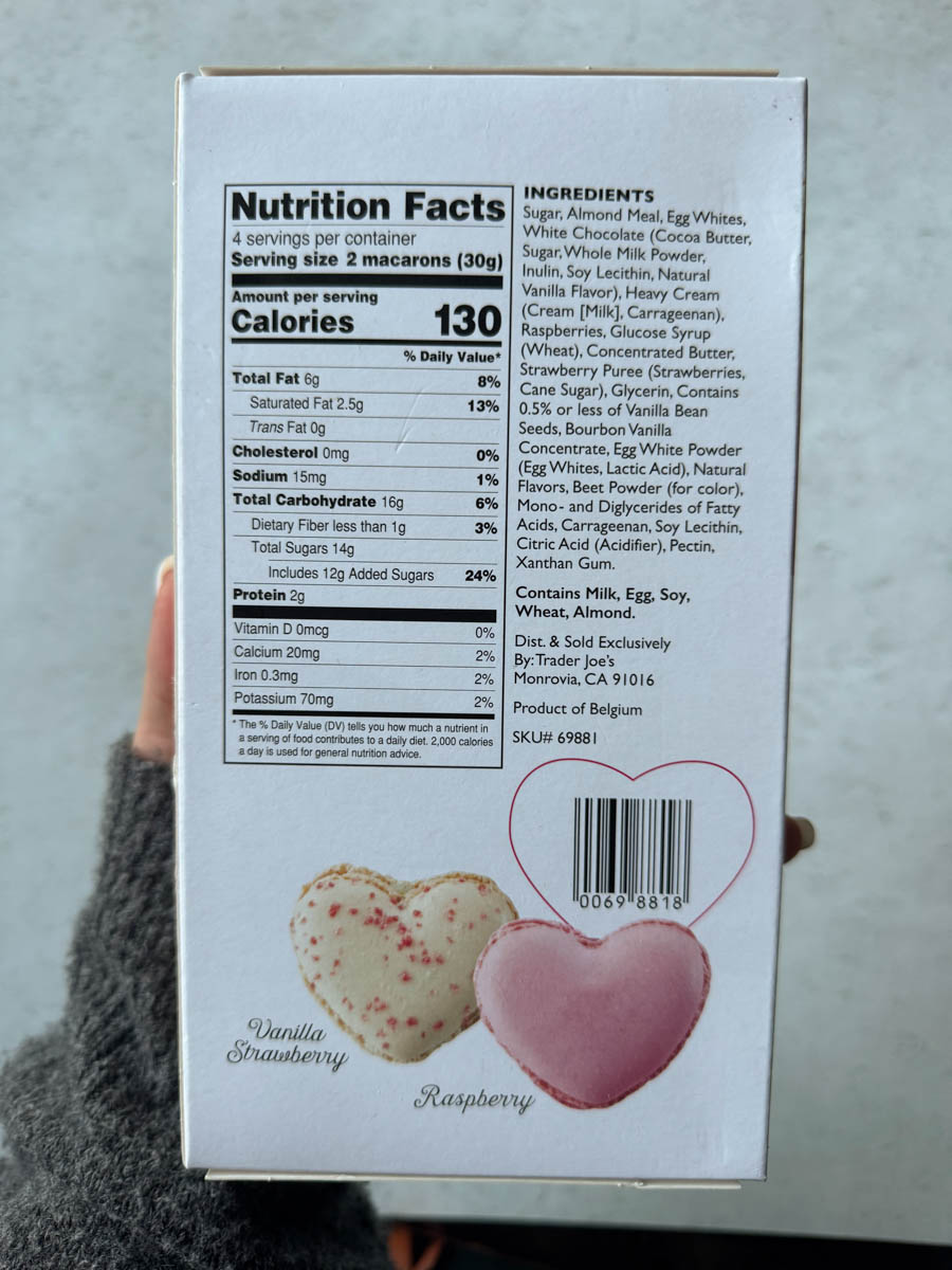 ingredients and nutrition facts on the back of the box