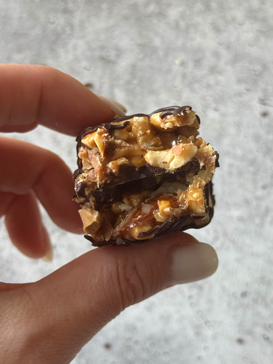 nut bar cut in half