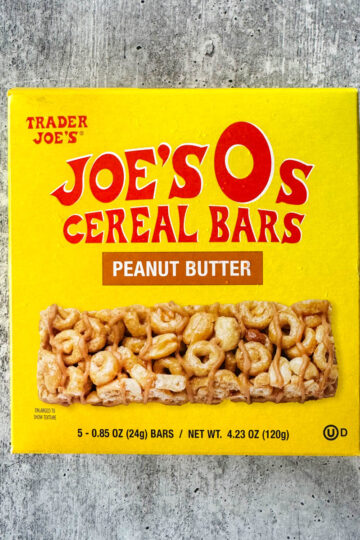 trader joe's os cereal bars box on the table