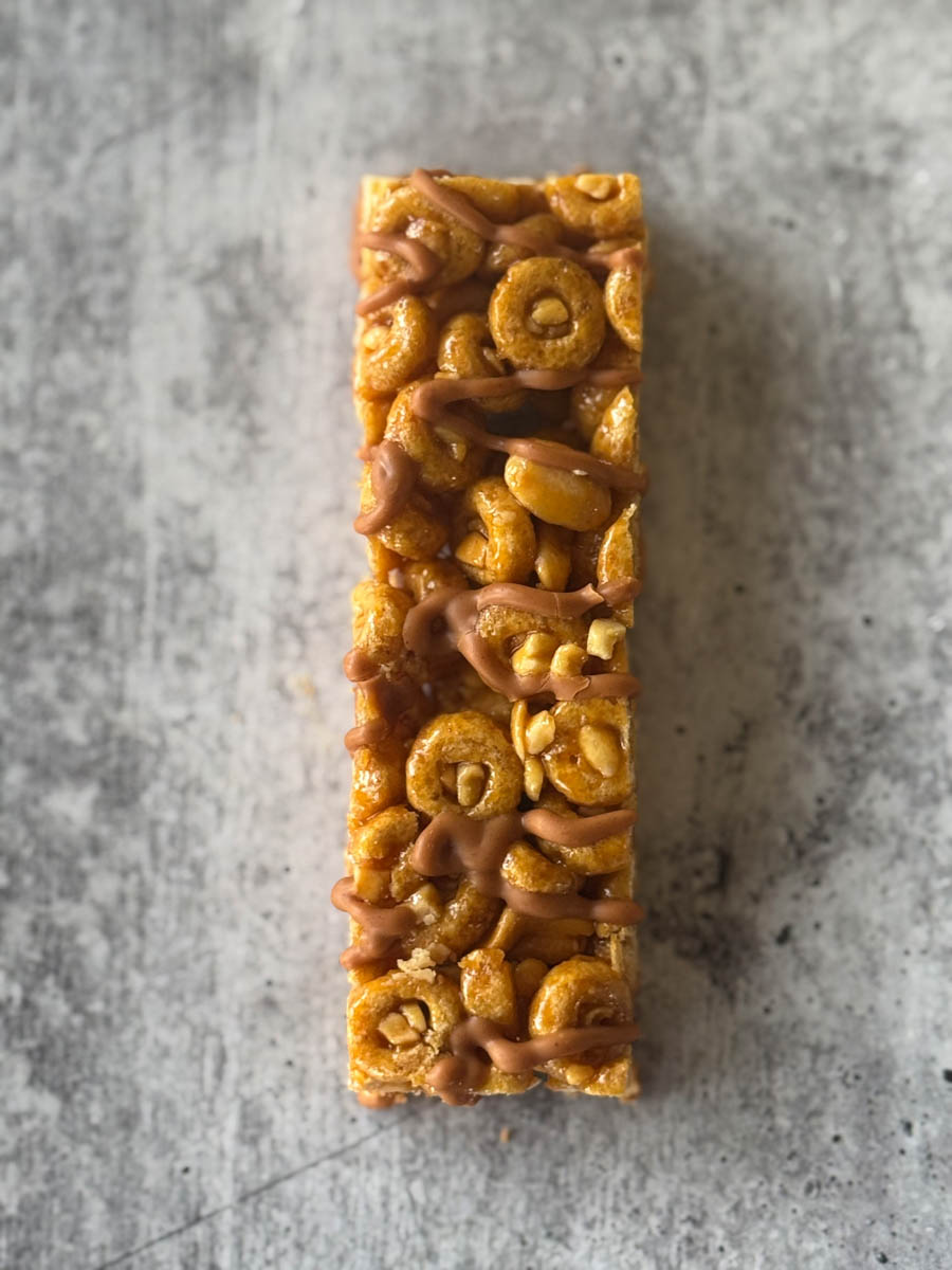 cereal bar on the grey table