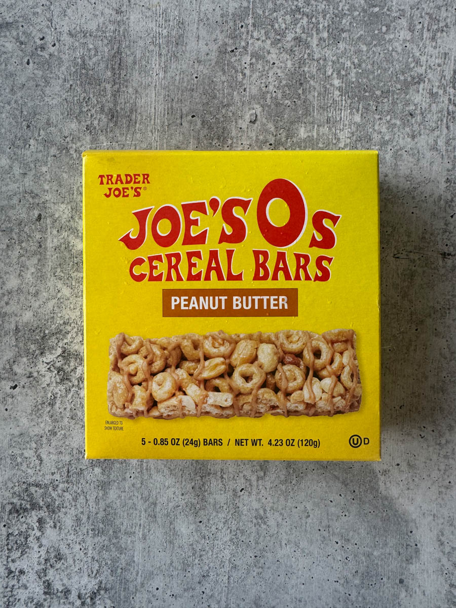 joe's os cereal bars yellow box on the table