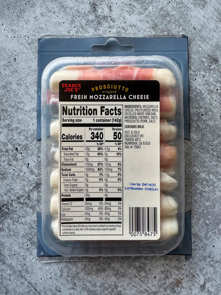 nutrition facts on the back of the package