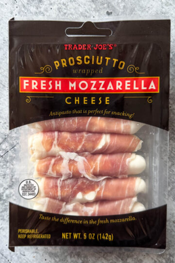 trader Joe's prosciutto wrapped fresh mozzarella cheese