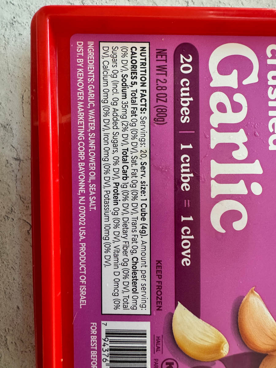 crushed garlic cubes box
