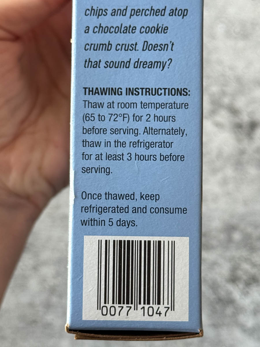 thawing instructions on the box