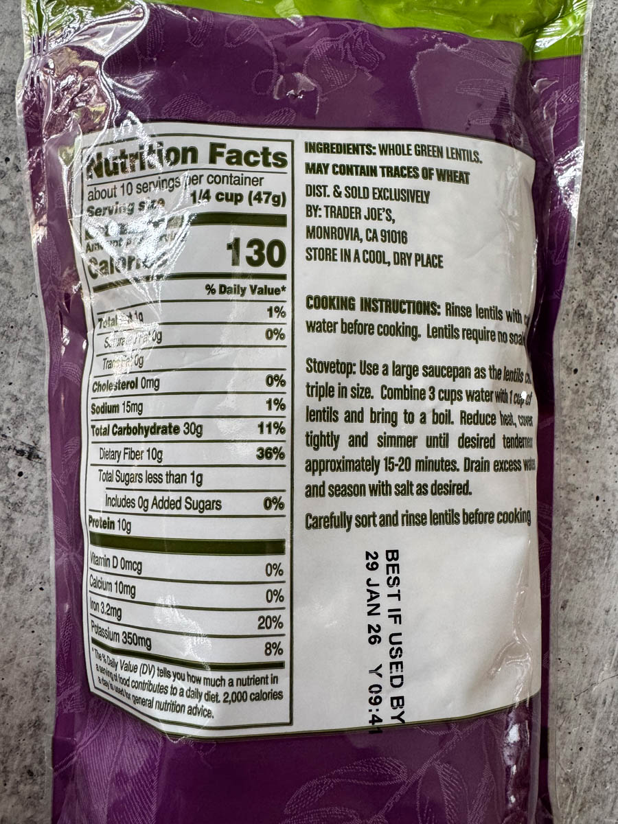 back side of the package