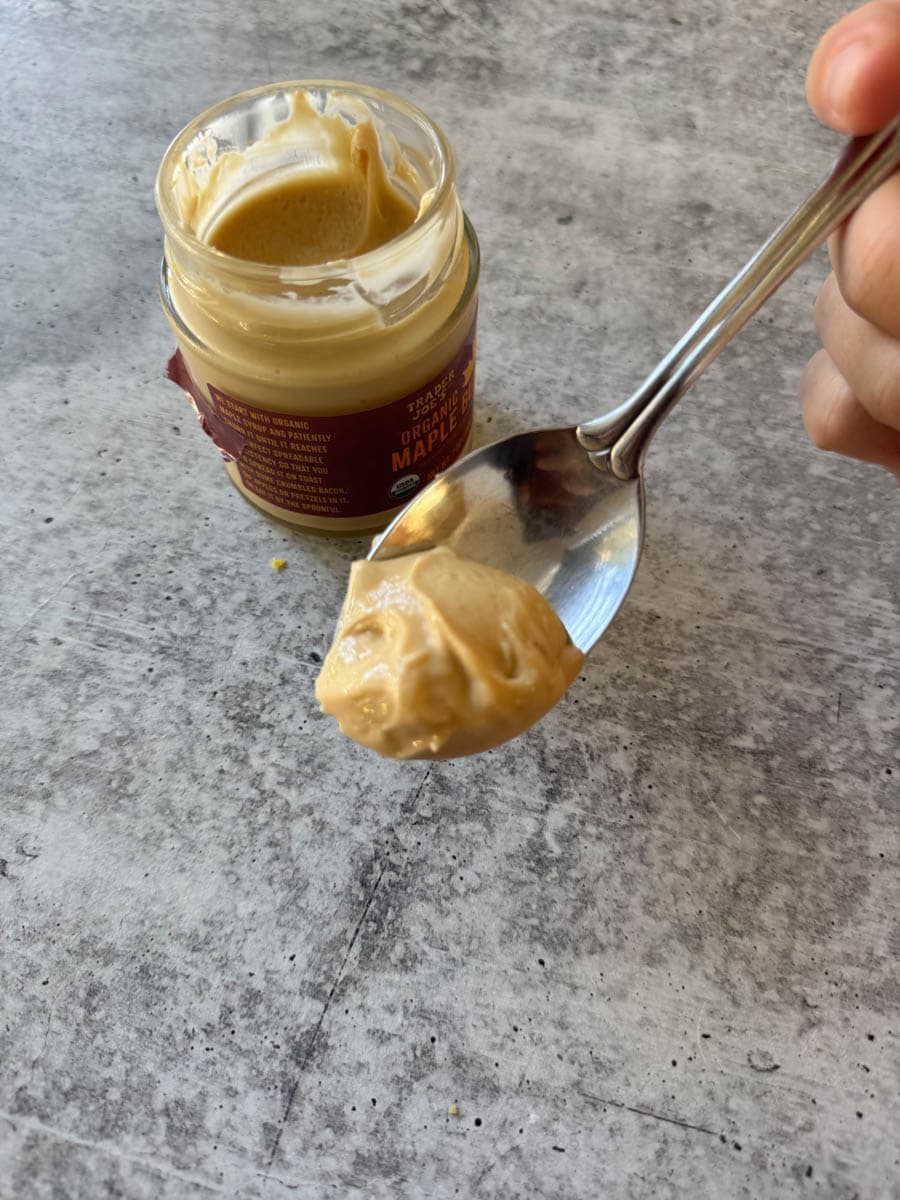 whipped maple butter in spoon