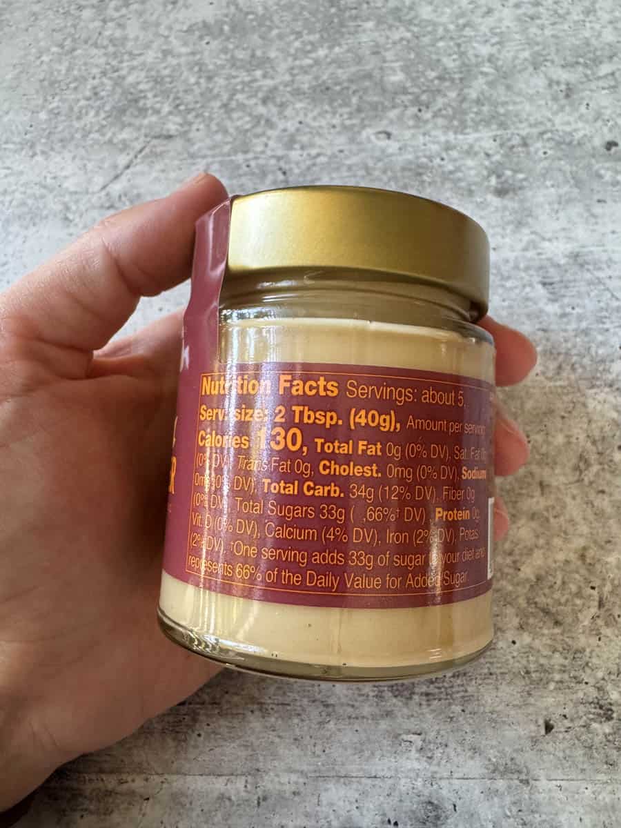 back side of the whipped maple jar