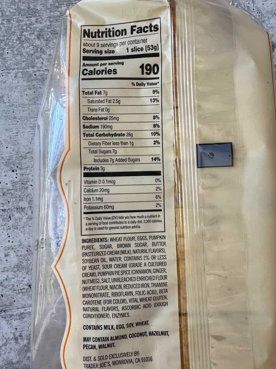 nutrition facts
