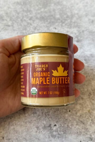 organic maple butter in hand