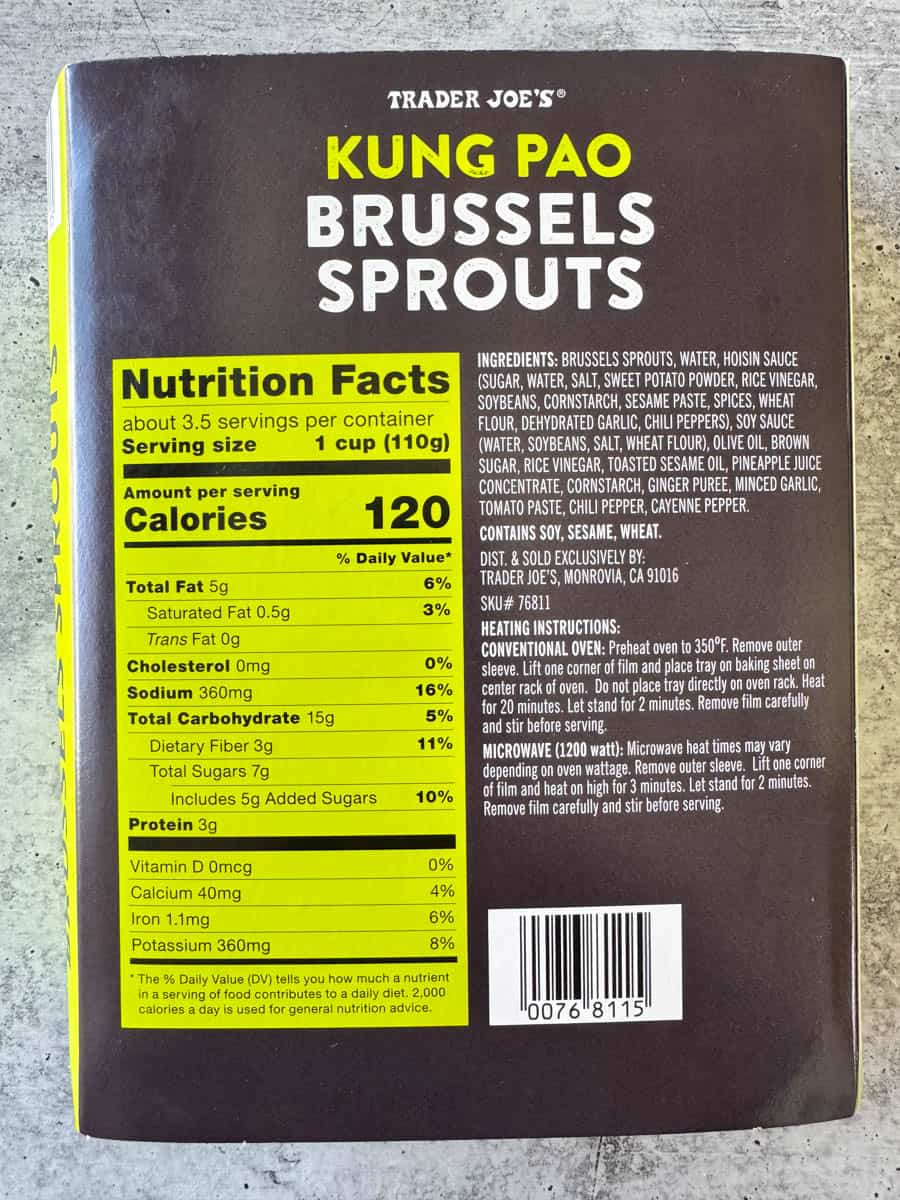 trader joe's kung pao Brussels sprouts nutrition facts