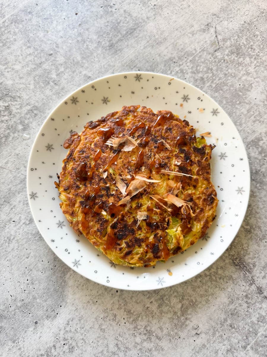 cooked japanese okonomiyaki from trader joe's