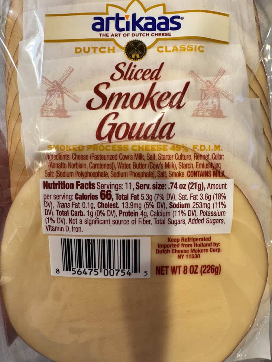 sliced smoked Gouda from trader joe's