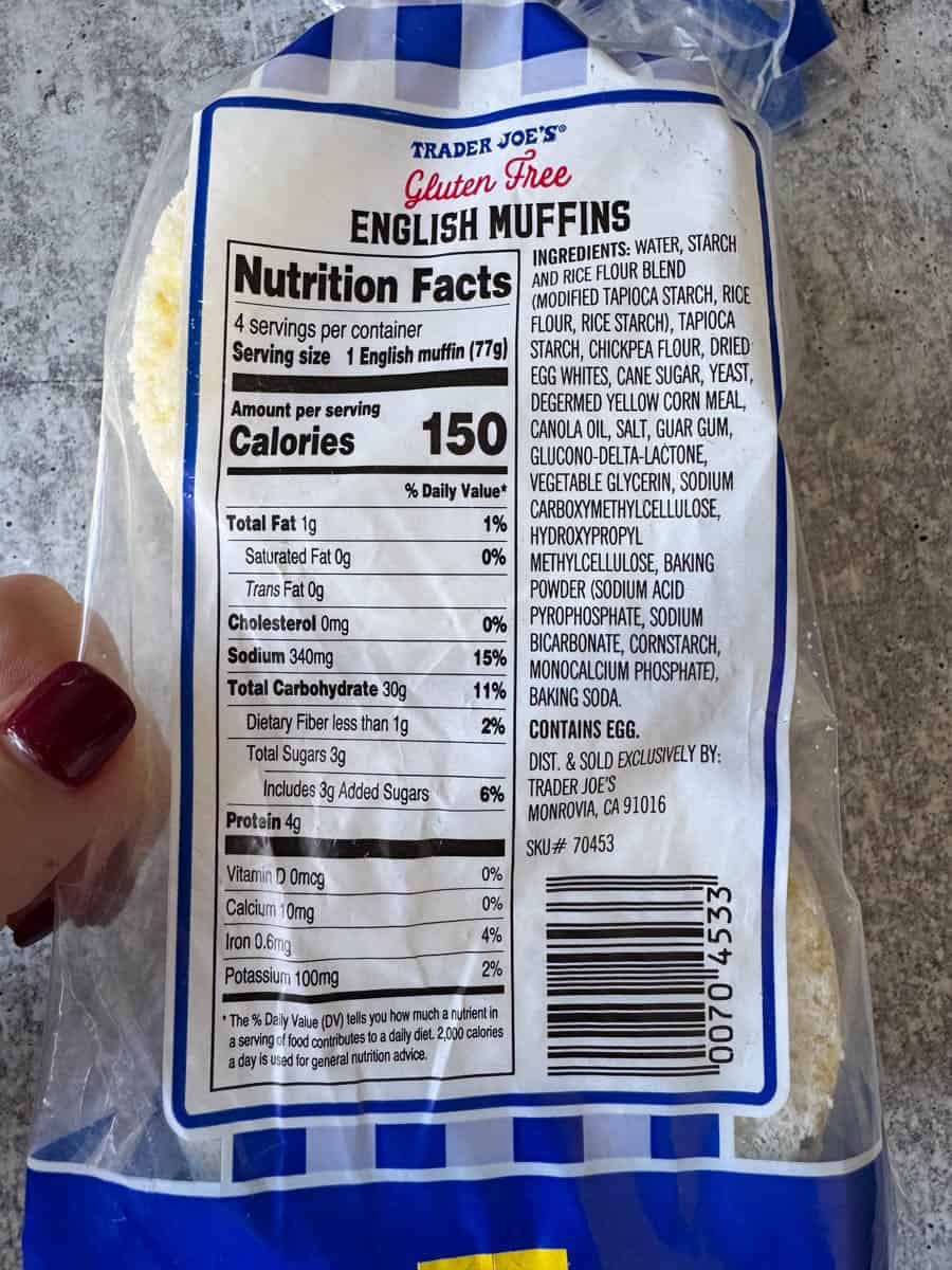 gluten free english muffins nutrition facts