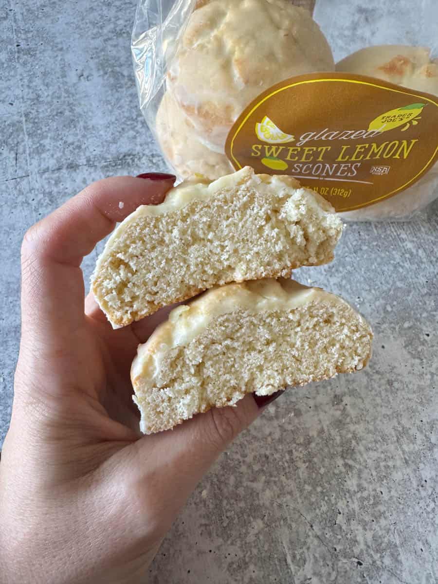 glazed sweet lemon scones in hand