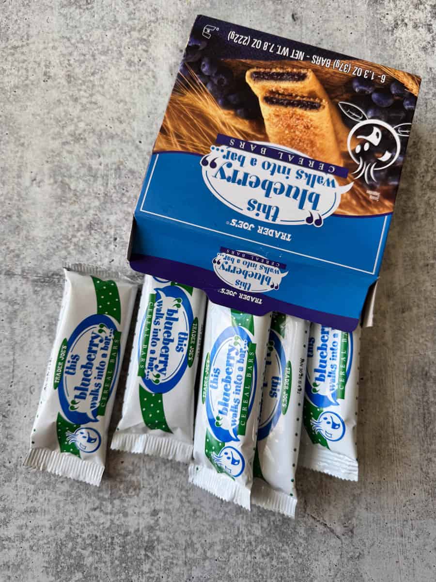 trader joe's blueberry bars out of the box