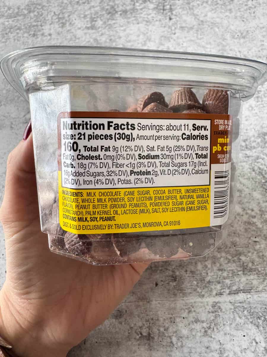nutrition facts on the back of the package
