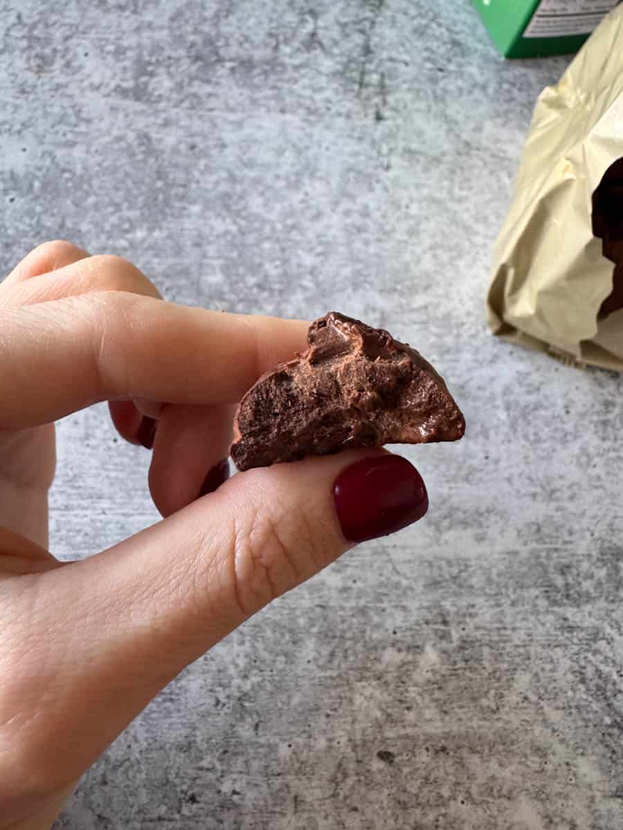 took a bite of a minty truffle