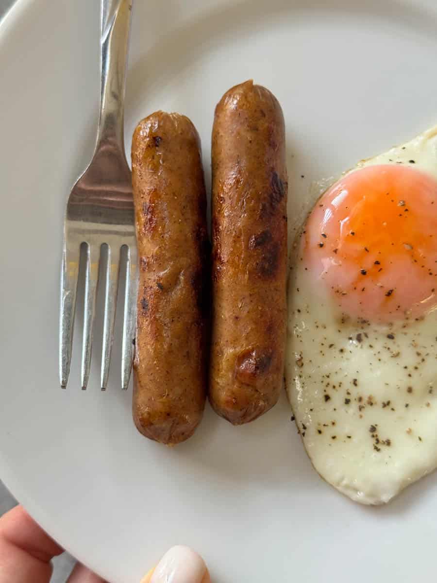 two mini sausages on the plate