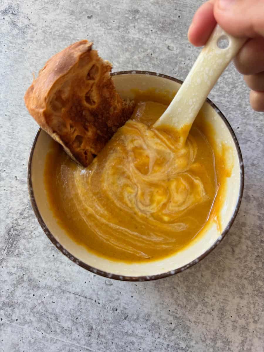 pumpkin soup in the mall bowl