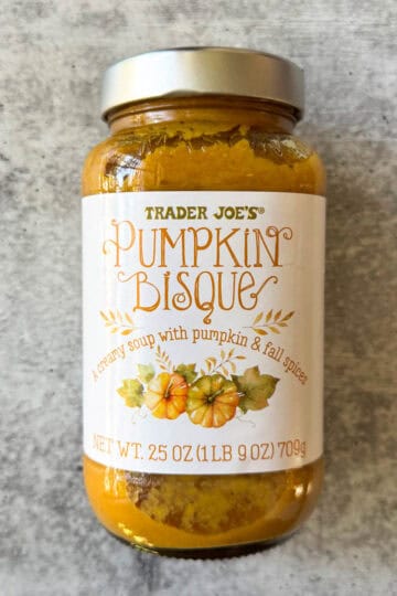 trader joe's pumpkin bisque glass jar