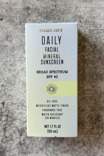 a box of trader joes sunscreen cream