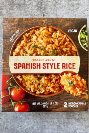 trader joe's Spanish style rice box on the table