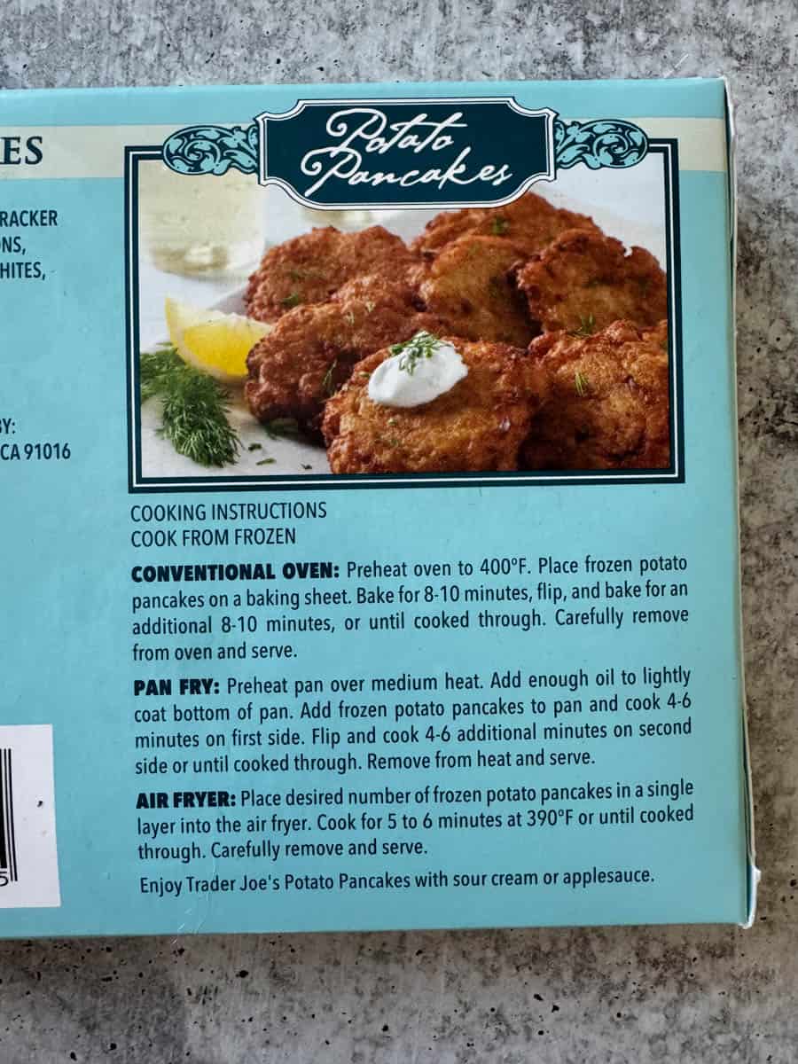 potato pancakes box back side