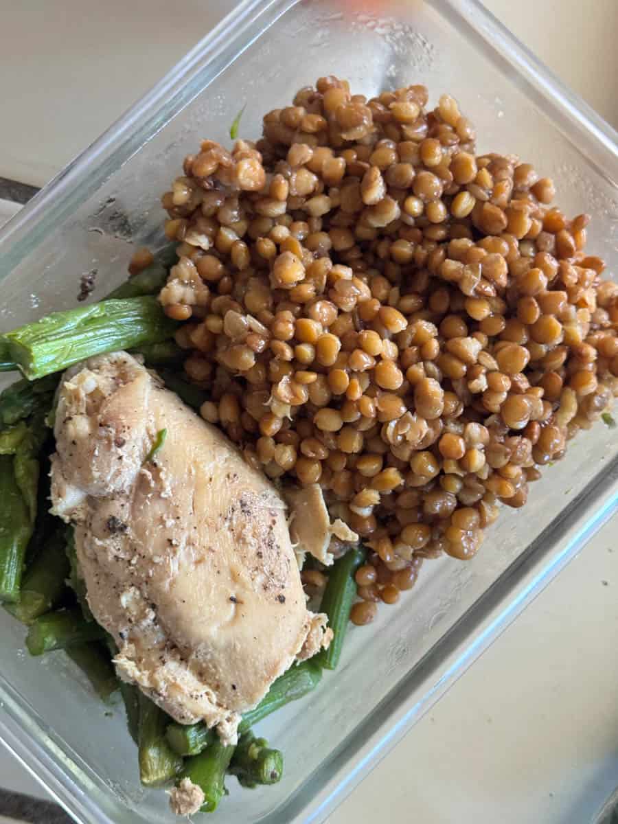 cooked lentils with chicken