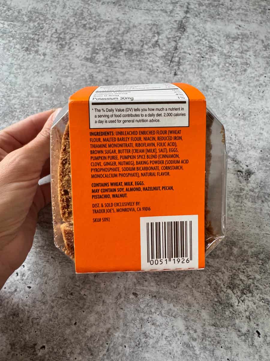 ingredients on the back of the package