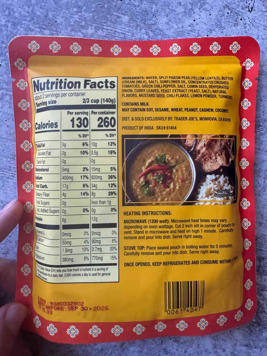 nutrition facts