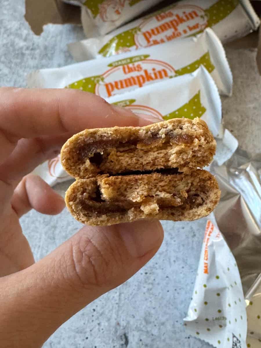 pumpkin bar cut in half