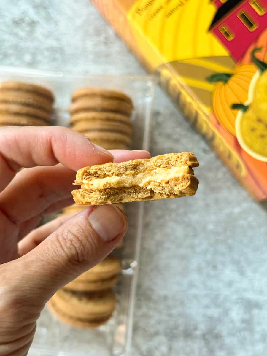 took a bite of a pumpkin cookie