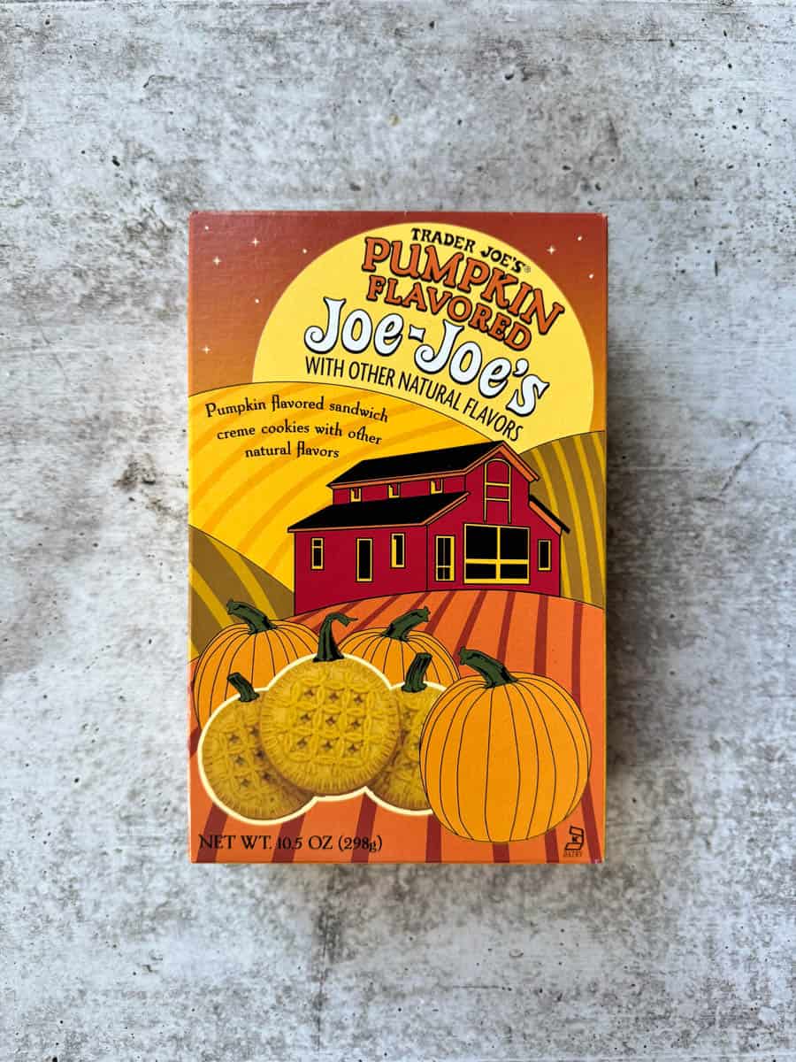 pumpkin flavored joe-joe's box on the table