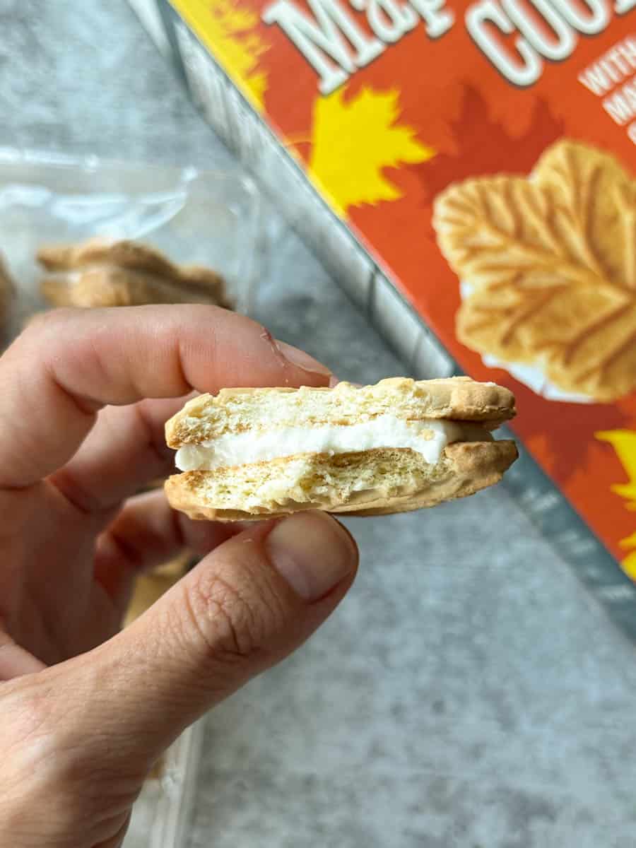 took a bite of a maple leaf cookie