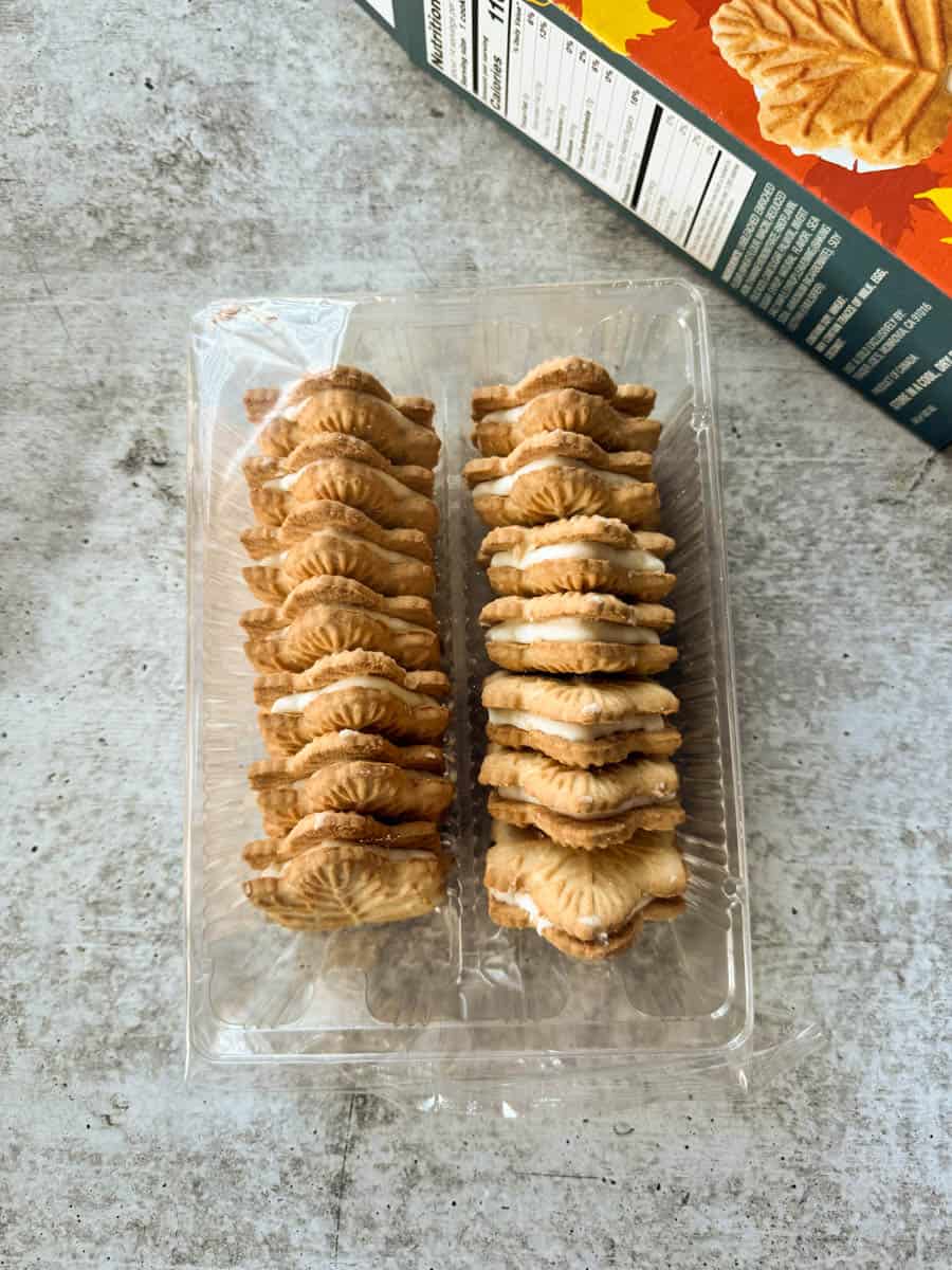 opened box of maple leaf cookies