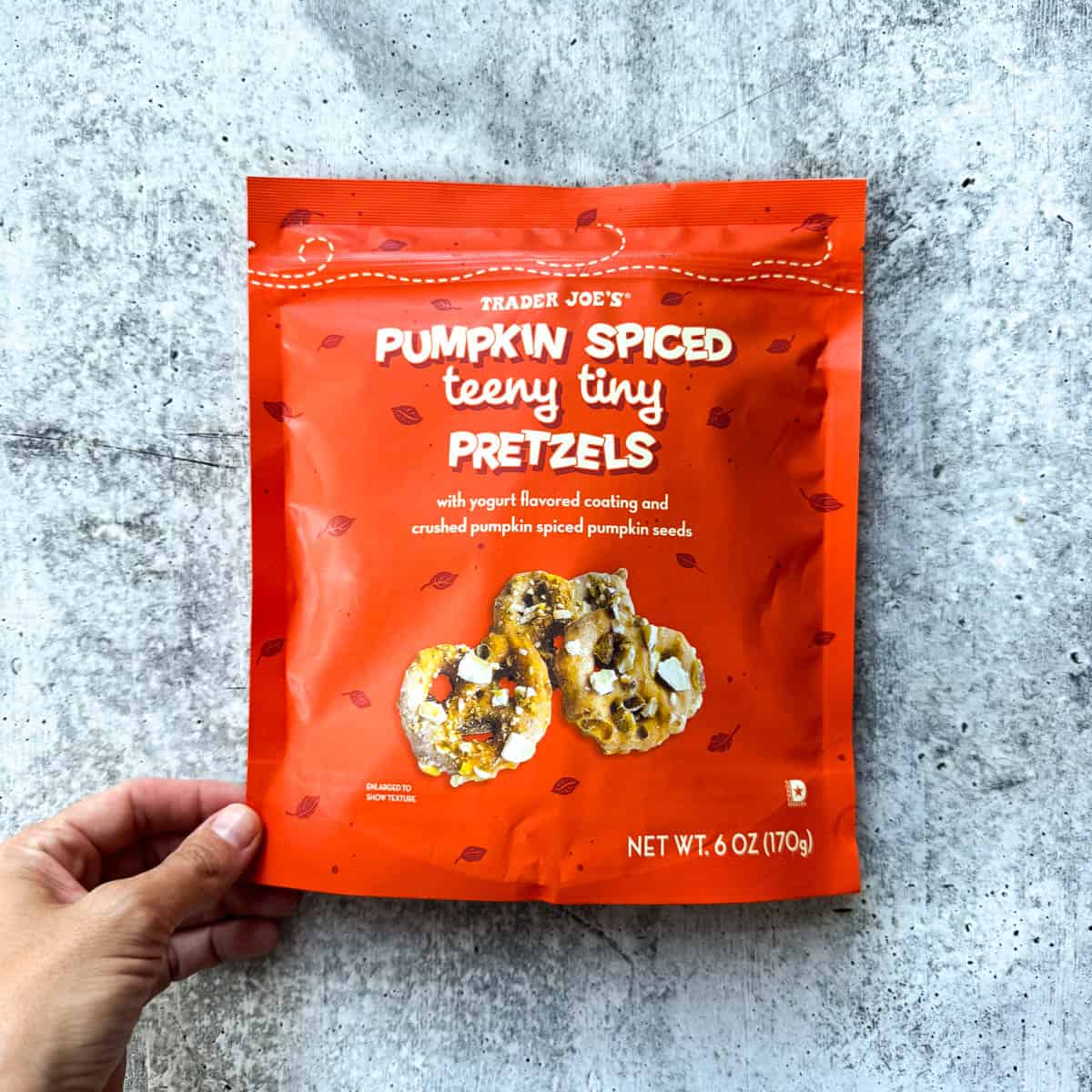 trader joe's pumpkin spice pretzels on the table
