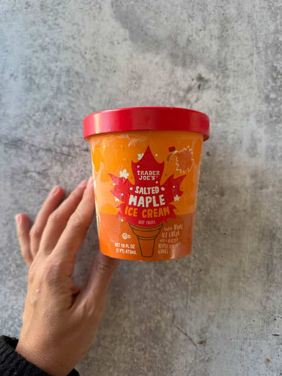 salted maple ice cream tub from trader joe's