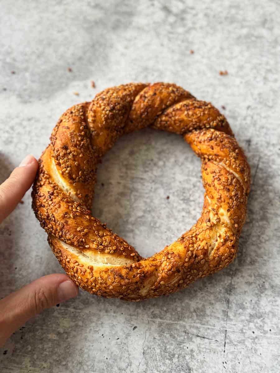 turkish sesame bread simit on the table