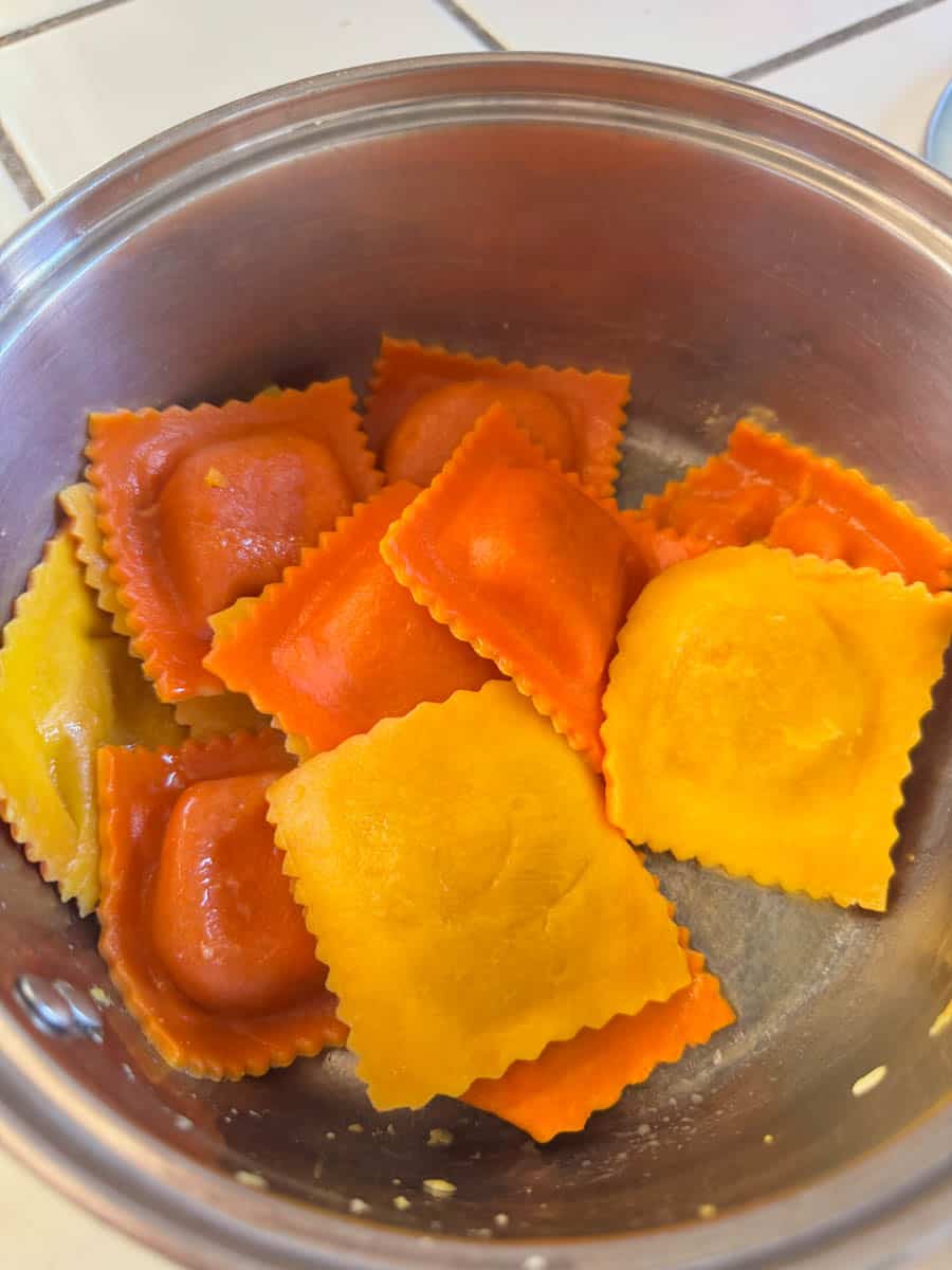pumpkin ravioli in the pot