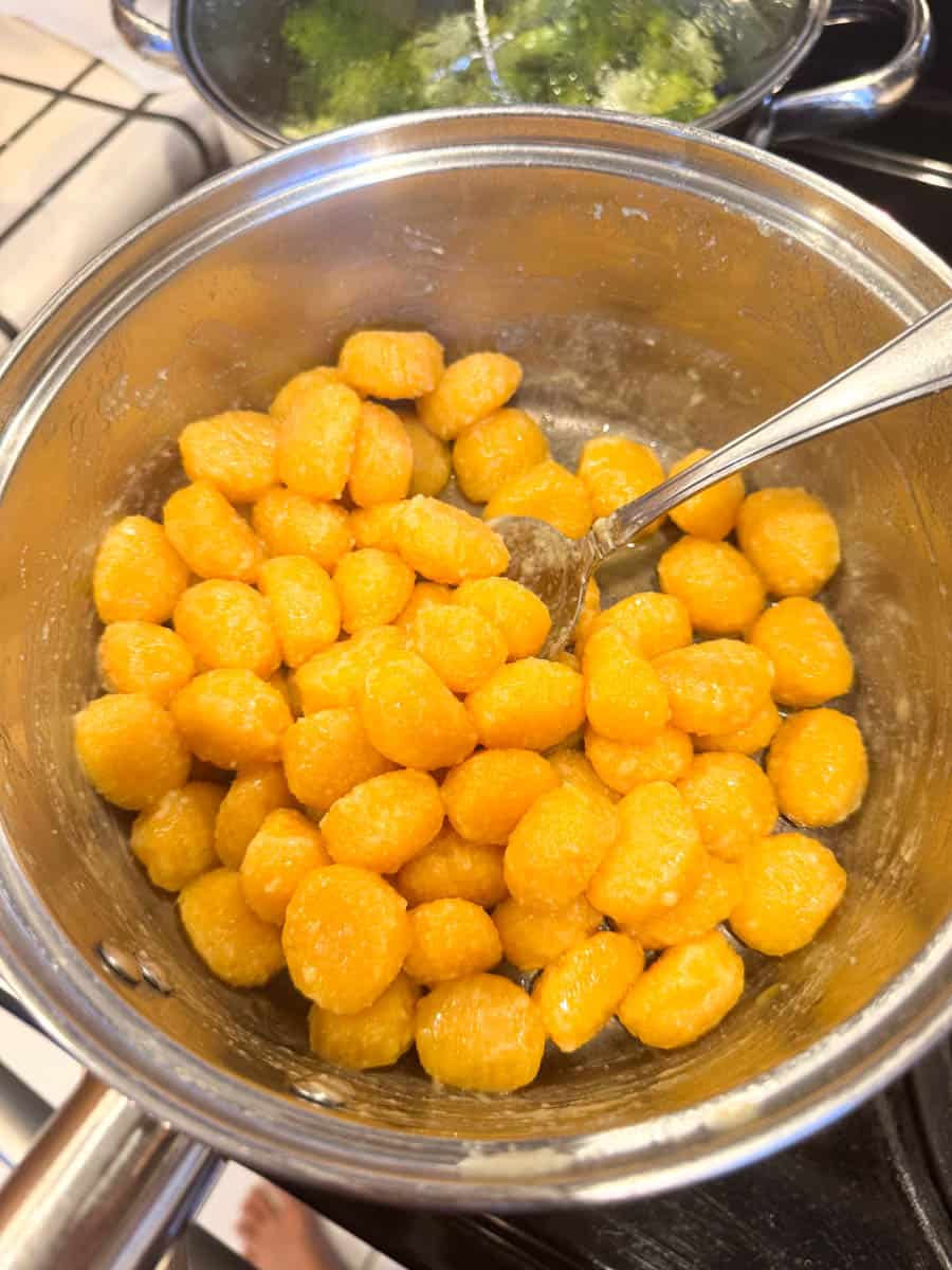 trader joe's pumpkin gnocchi in the pot