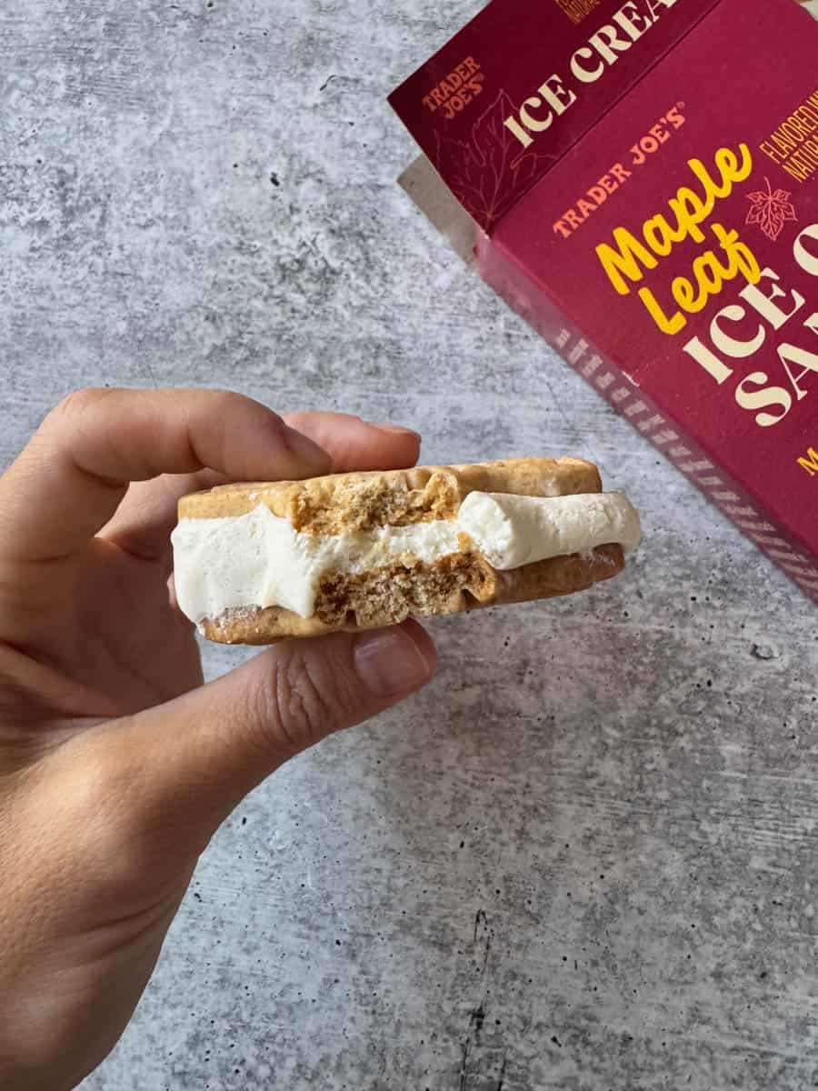 took a bite of trader joe's maple leaf ice cream