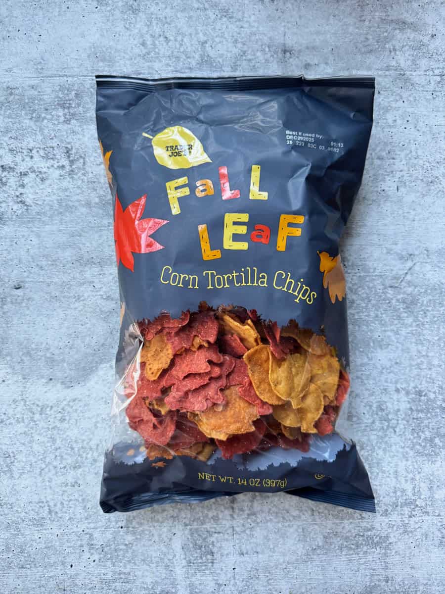 fall leaf corn tortilla chips bag