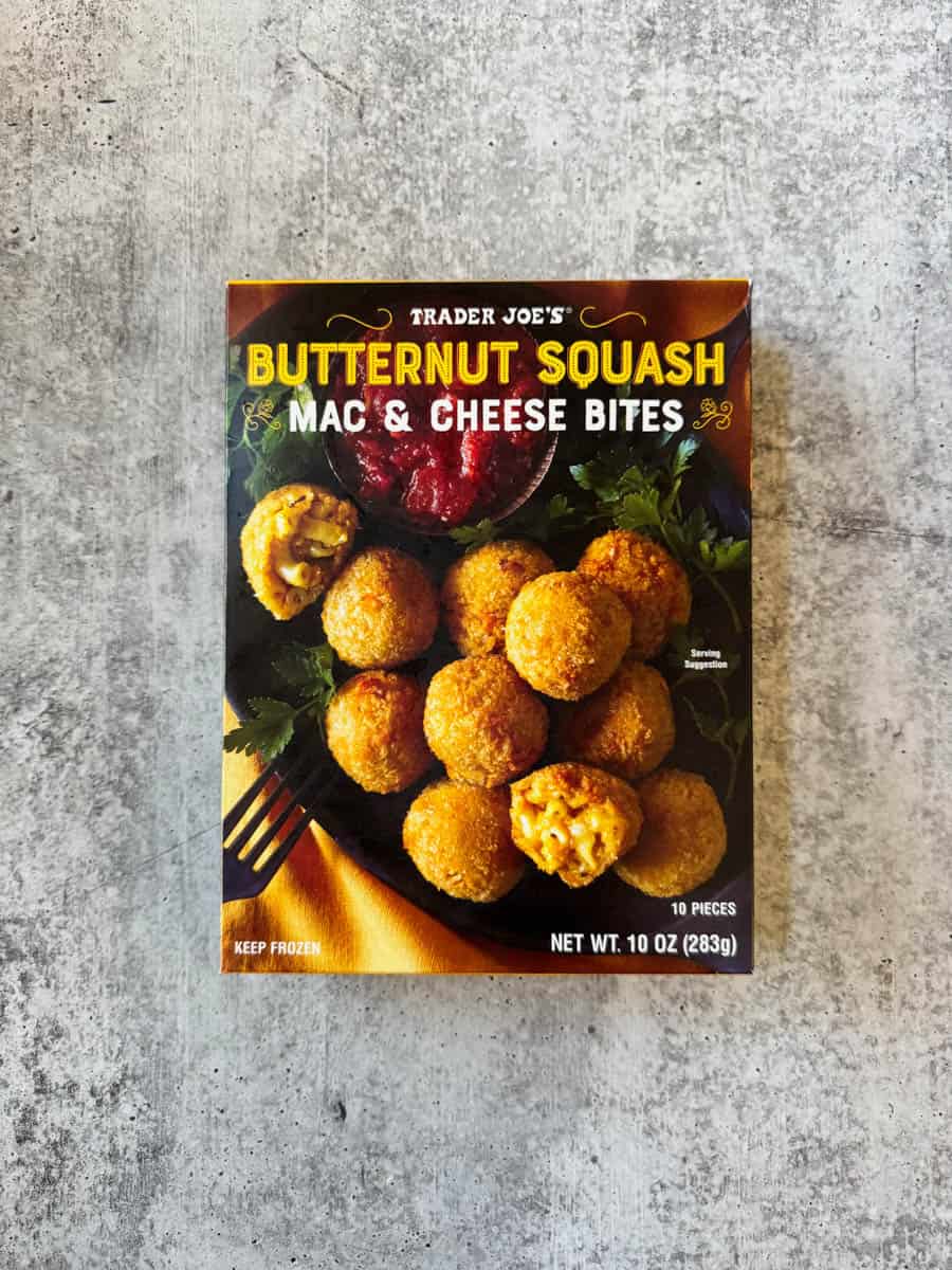 trader joe's butternut squash mac and cheese bites box
