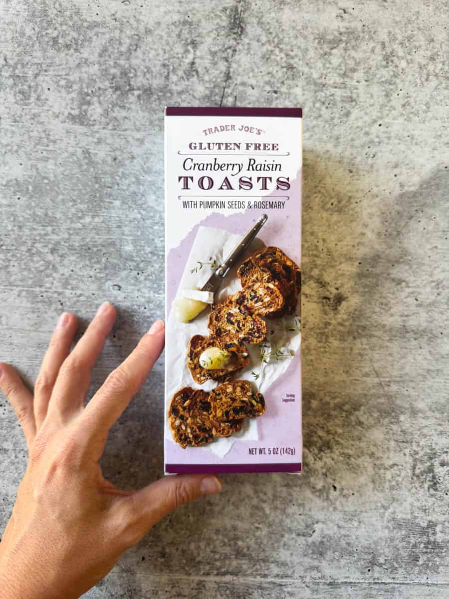 cranberry raisin toasts box from trader joe's