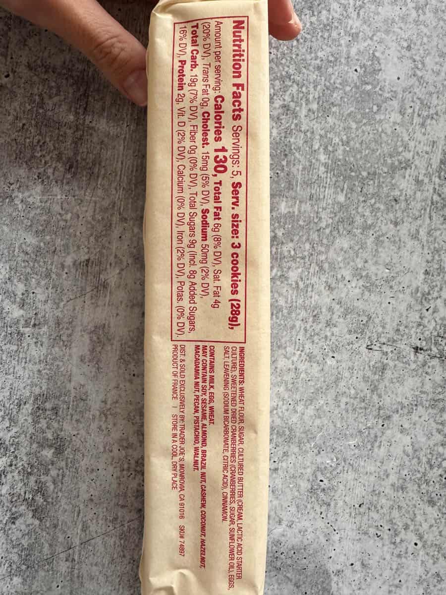 nutrition facts and ingredient list