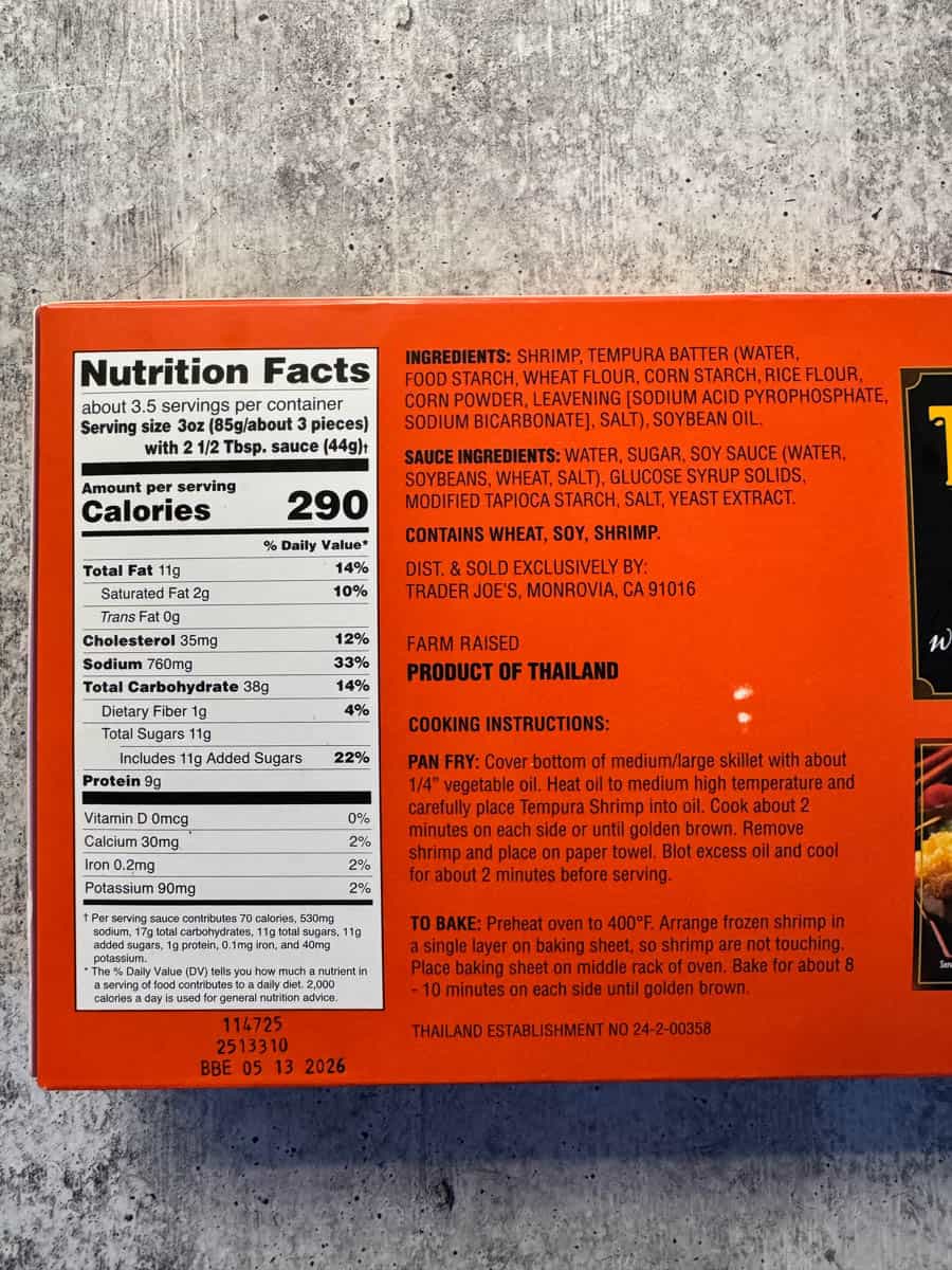 nutrition facts