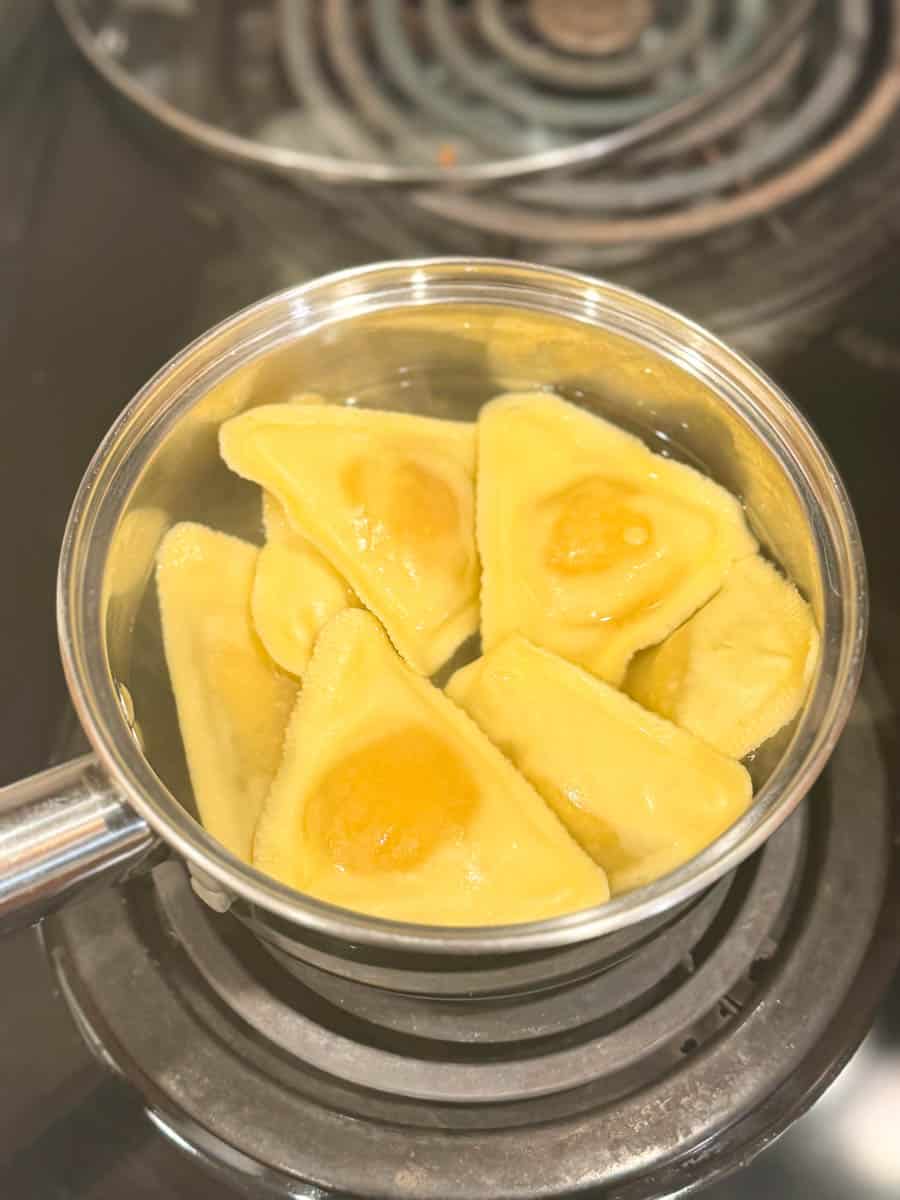 ravioli cooking in the pot