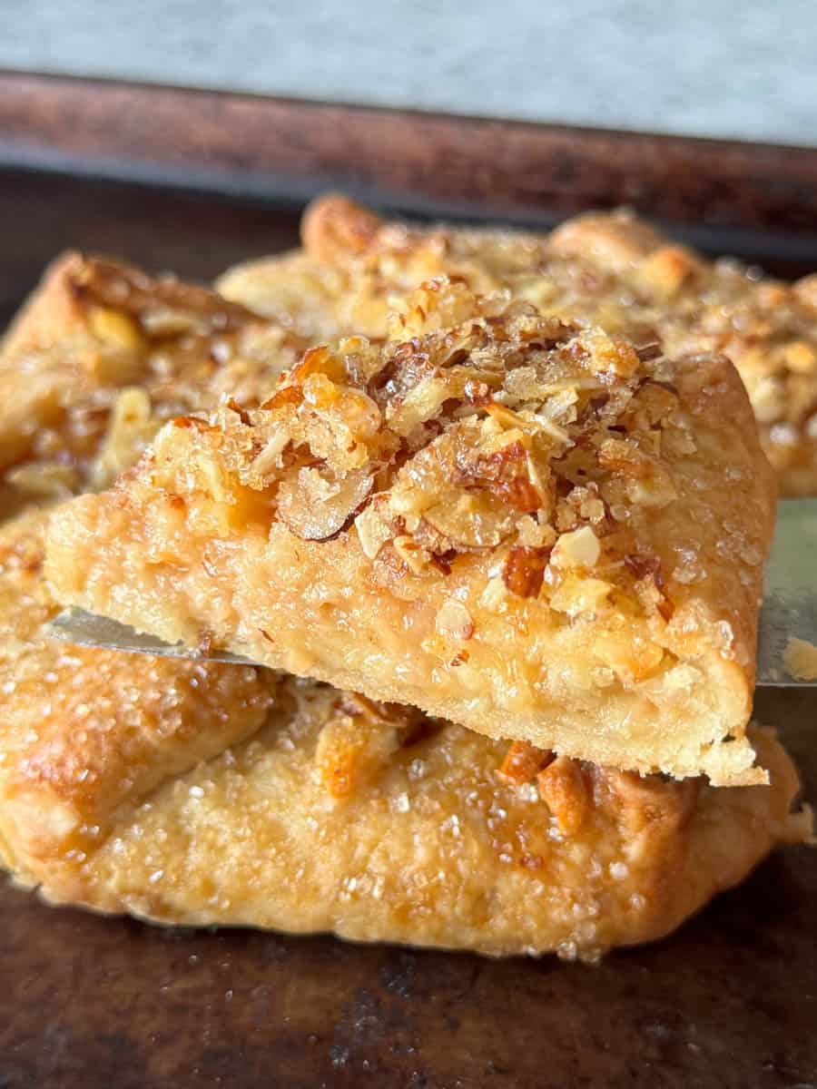 a piece of rustic apple tart